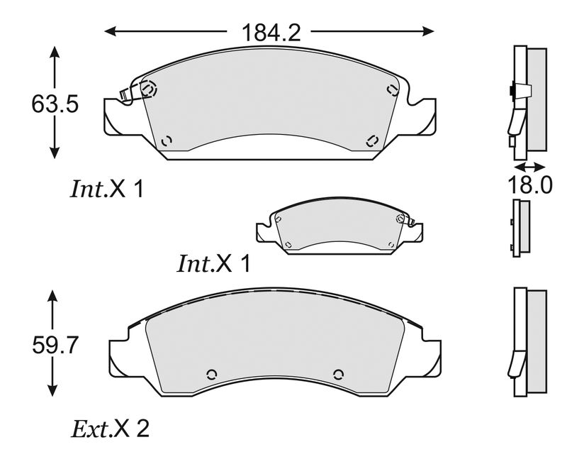 BALATA CADILLAC ESCALADE CHEVROLET SUBURBAN EXPRESSCARGO VAN AVALANCHE SILVERADO CHEYENNE TAHOE SIERRA DENALI ALL TERRAIN YUKON